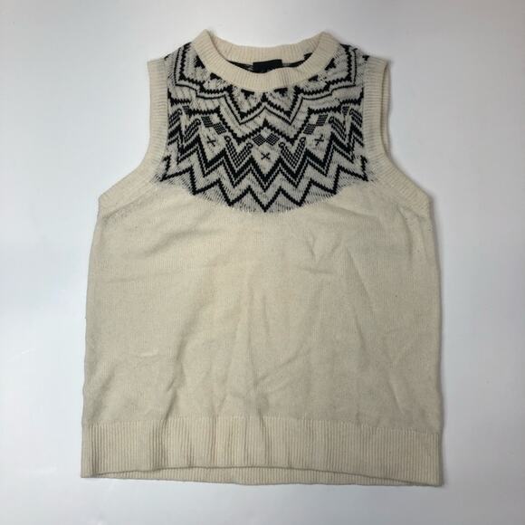 ATM Anthony Thomas Melillo Fair Isle Wool Sleeveless Sweater Ivory/black - S - Picture 2 of 11